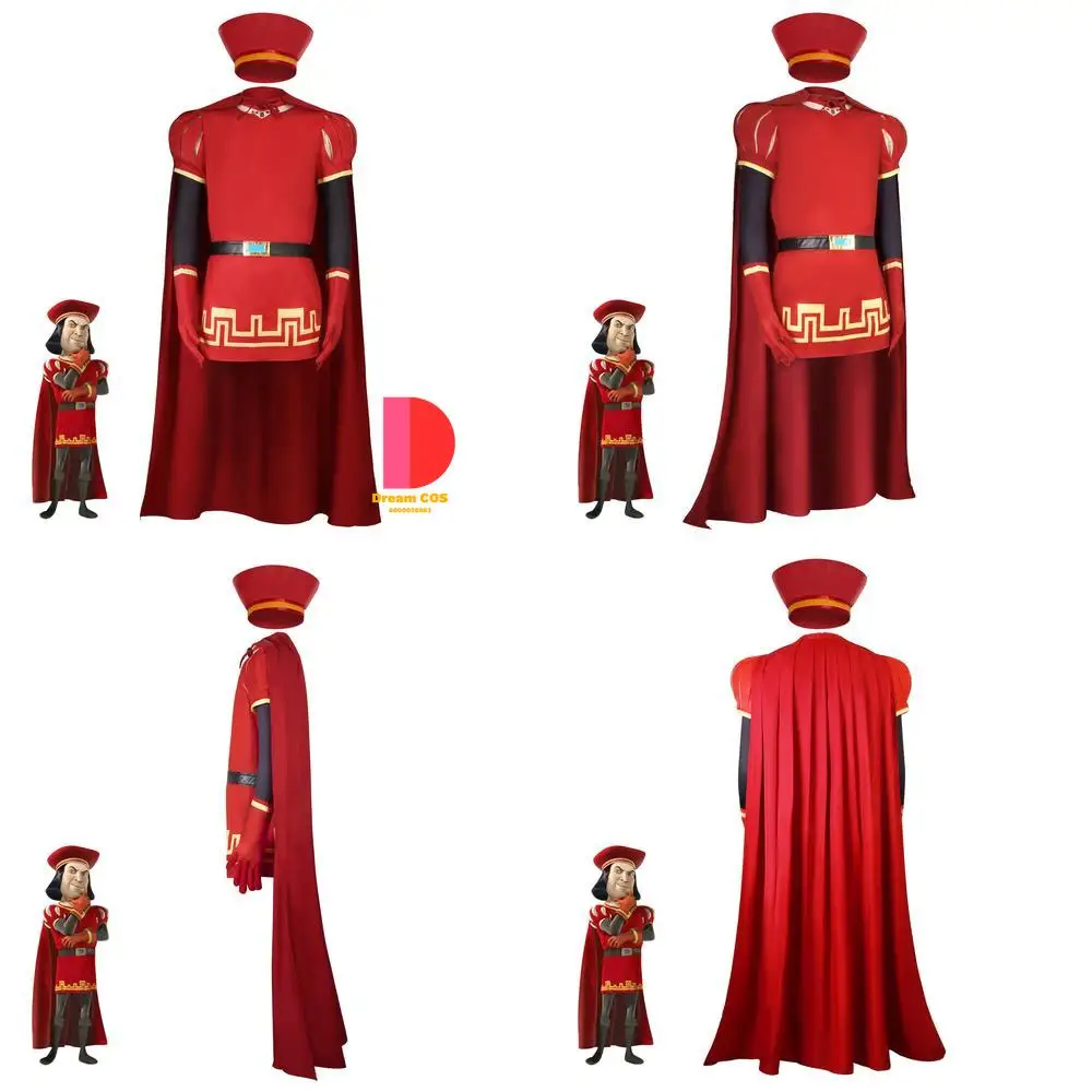 

Halloween Cosplay Costume Anime Lord Farquaad Red Uniform Set Classic Character Stage Performance Suit Men Comic Con Halloween