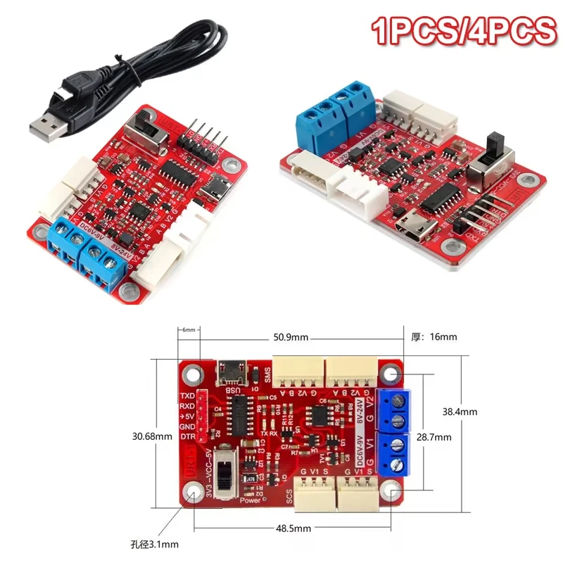 

Multi Function Bus Servo Port Signal Converter USB/URAT to SMS Servo Conversion Board Micro Controller(RS485) SCS Servo(TTL)