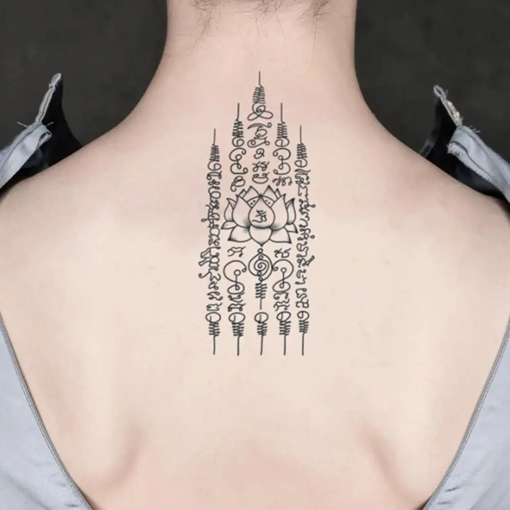 ملصق وشم مؤقت عشبي تايلاندي، فن الجسم بأكمام ذراع الكتاب البوذي الواقعي، وشم مزيف مقاوم للماء يدوم طويلاً #5