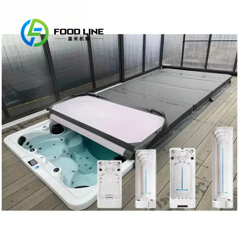 Swim Spa Whirlpool Bathtub Outdoor Acrylic 6 Person Swimming Machine Heated LED Ozone for Family Garden Modern Design Heated