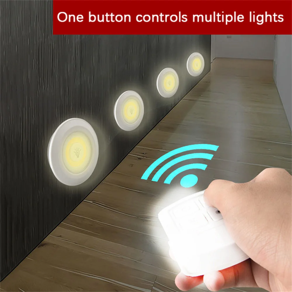 Dimmable COB Under Cabinet Lamp LED Night Light Remote Control Wardrobe Light Switch Push Button for Stairs Kitchen Bathroom