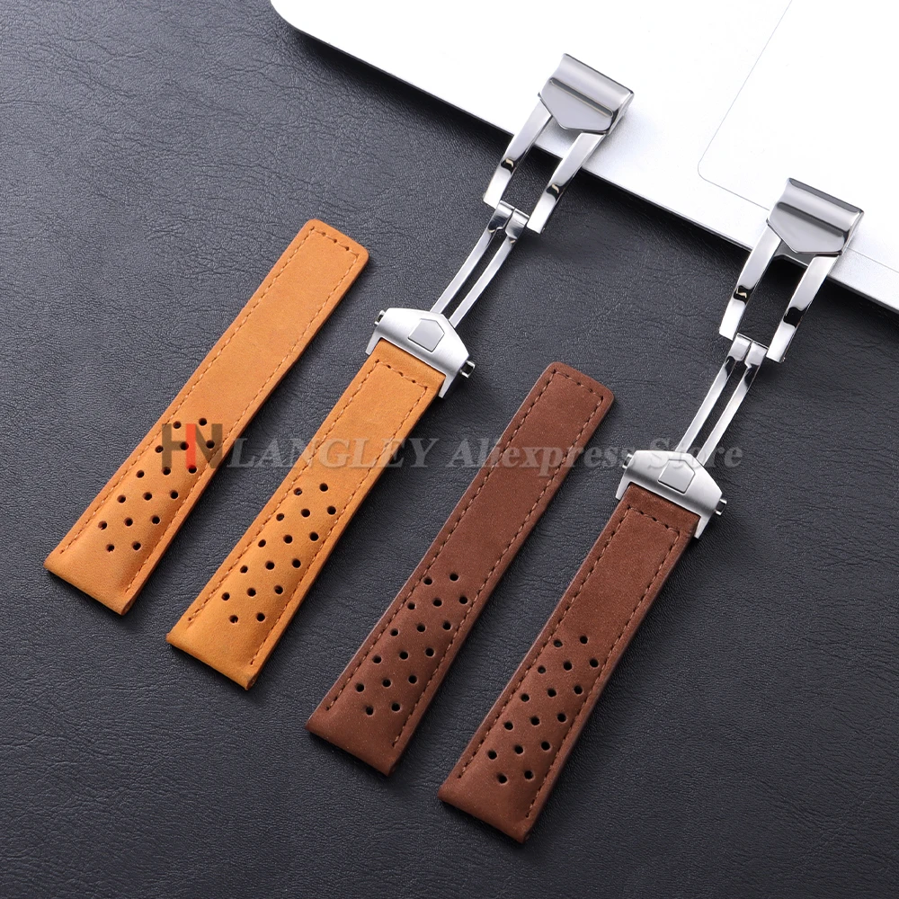 태그호이어 카레라 모나코 시계용 20mm 22mm 24mm 소가죽 시계줄 브라운 팔찌 남녀 액세서리
