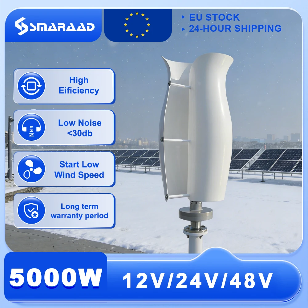 Lieferung nach Polen: 5000W Vertikale Windturbine 12V/24V/48V Niedrigdrehzahl-Permanentmagnetgenerator mit kostenlosem Laderegler