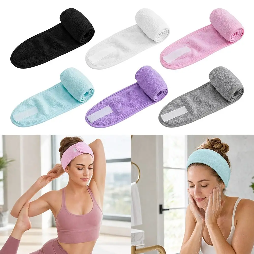 New Non-slip Towel Headband Adjustable Can Be Pasted Wide Hairband Stretchable Makeup Headband Yoga - view 5