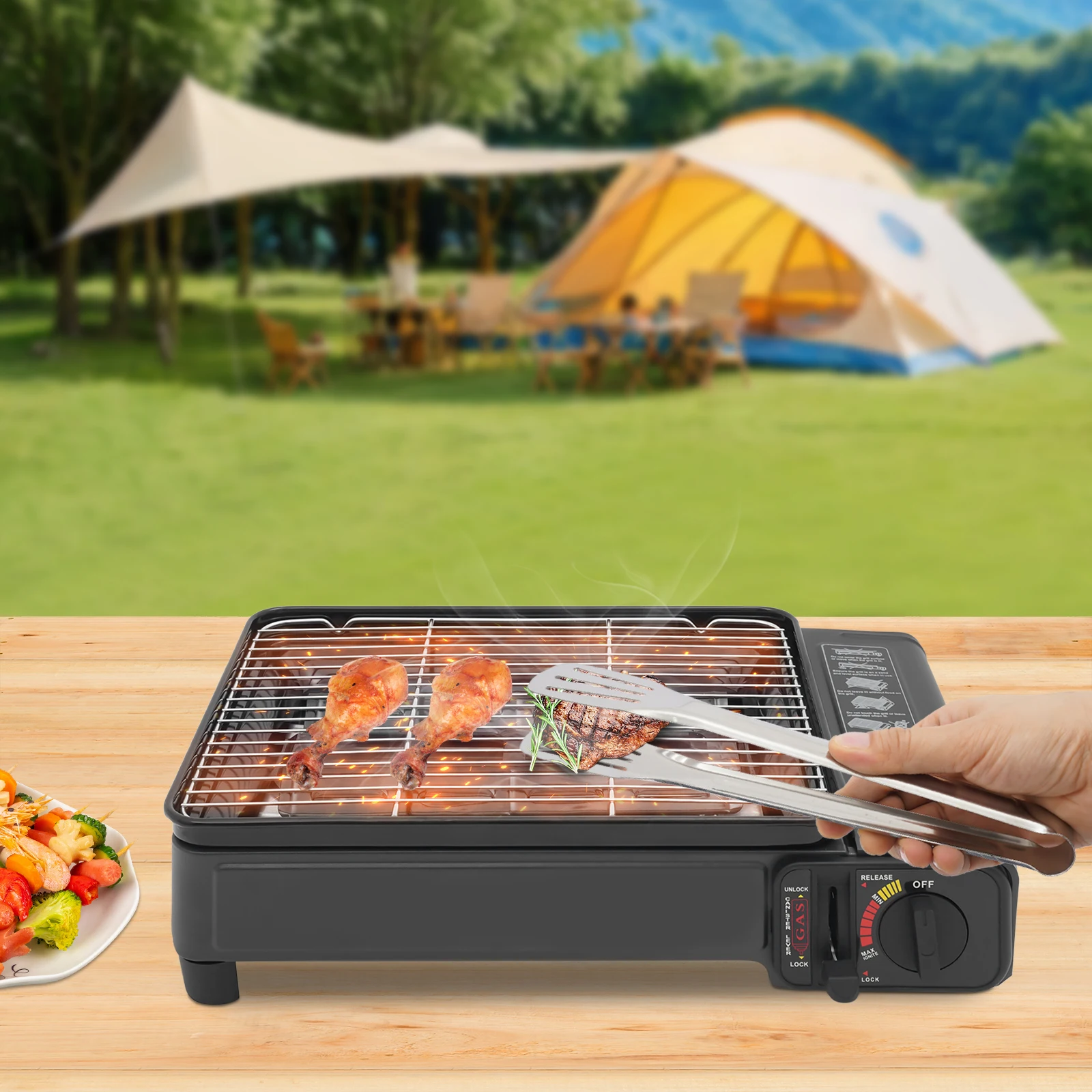 Tragbarer 2,2 kW Butan-Grill-H – Camping Cooking Meat Bewertung und Preis
