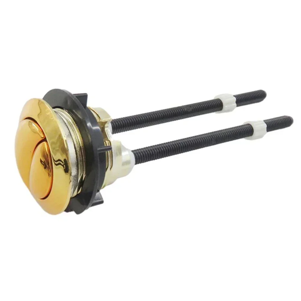 Picture 4: Golden Toilet Button Toilet Water Tank Flush Dual Push Button Double-push Flush Toilet Button Crescent Shape With 2 Rods