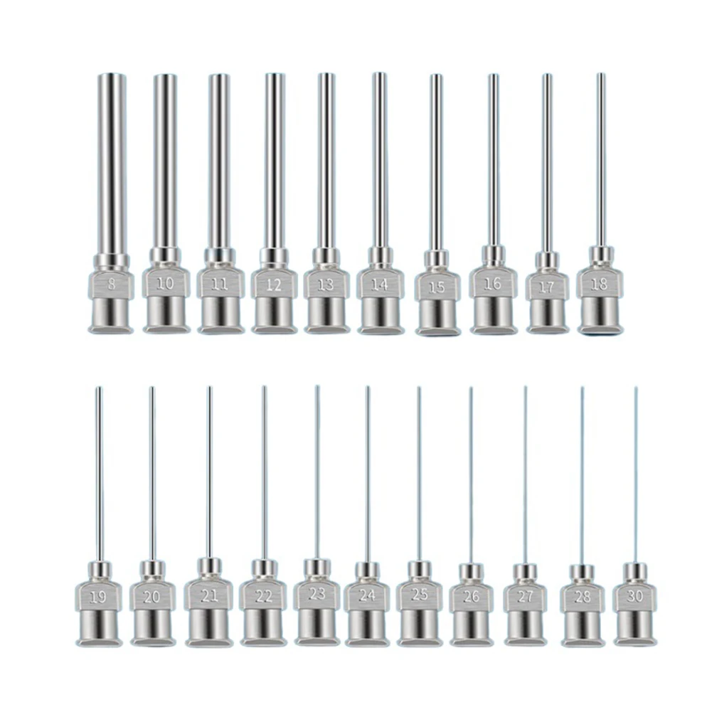 Aguja de máquina dispensadora de 25mm, máquina dispensadora de acero inoxidable, pegamento Industrial = aguja de inyección, fluidos de 8G-30G
