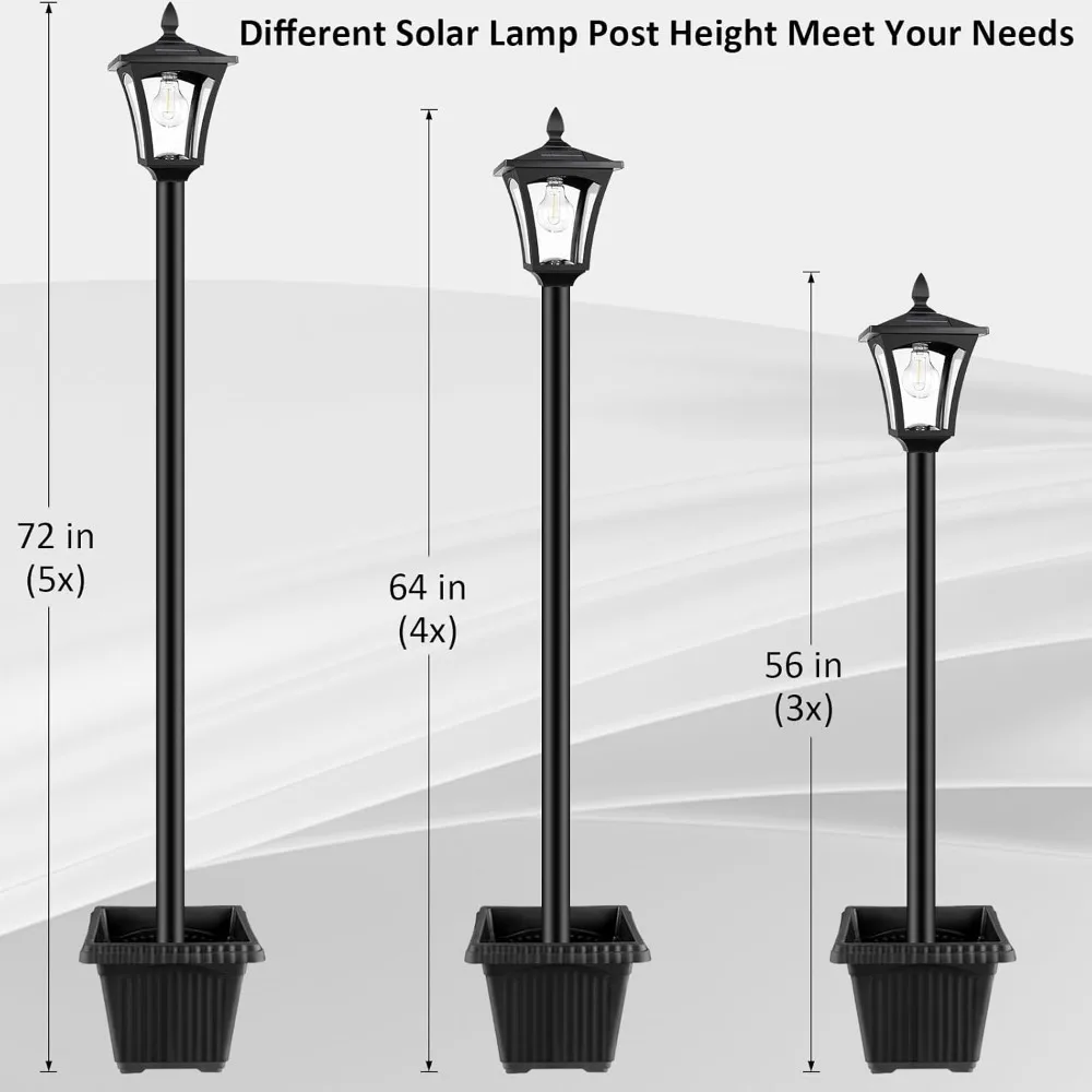 Imagem -06 - Luz Solar ao ar Livre com Plantador Impermeável Solar Post Lamp Luzes para Quintal Caminho Pátio Gramado 72