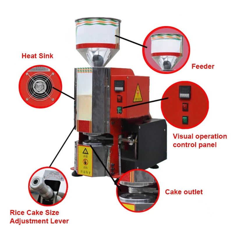 1200W Electric Rice Cake Popping Making Machine Automatic Popped Puffing Rice Cake Maker Rice Cracker Forming Machine