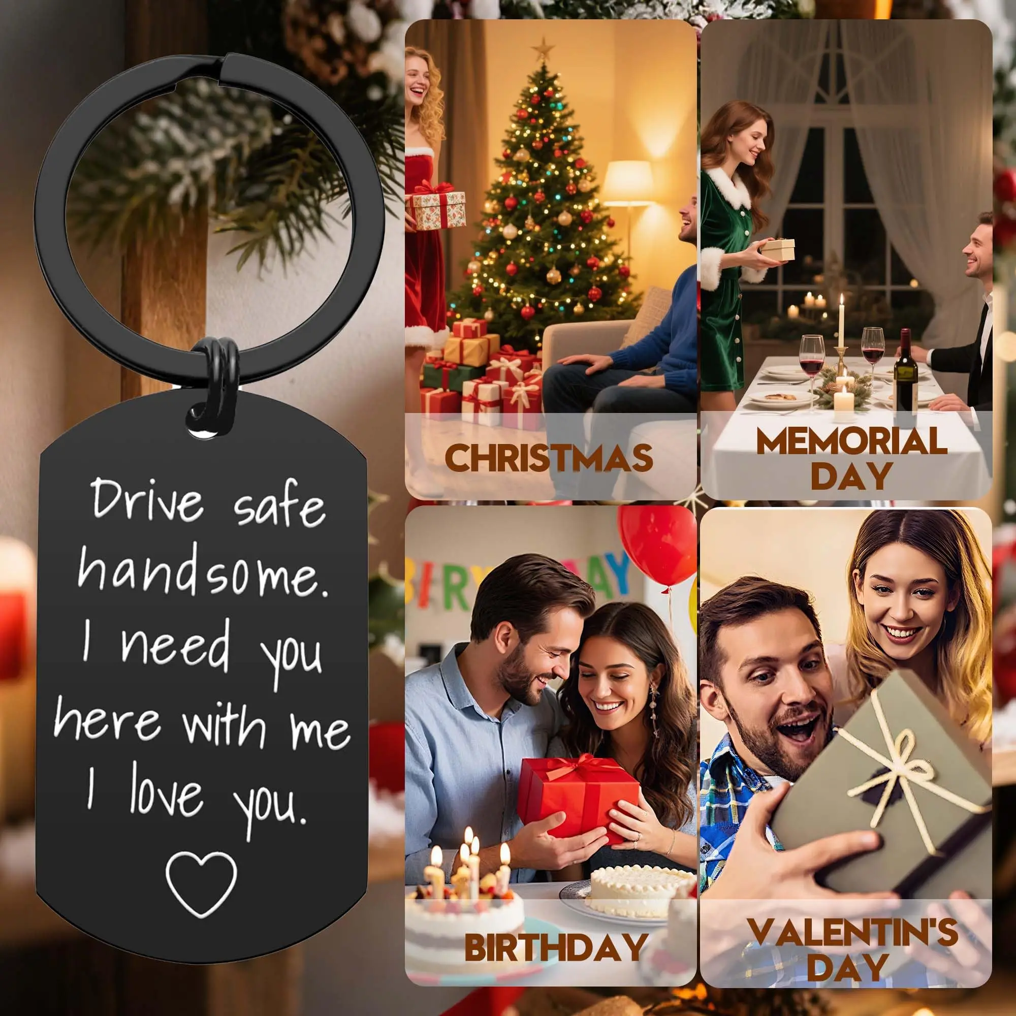 Drive Safe Handsome I Need You Here With Me Keyring Birthday Valentine’s Day Gifts for Him Boyfriend Husband Gifts