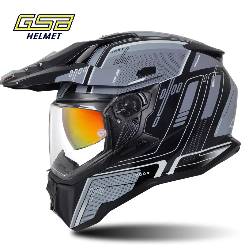 GSB Motorcycle Helmet  ECE DOT Certification Full face Double lens Racing Off-road Helmet Cascos Para Moto Capacetes Casco Moto