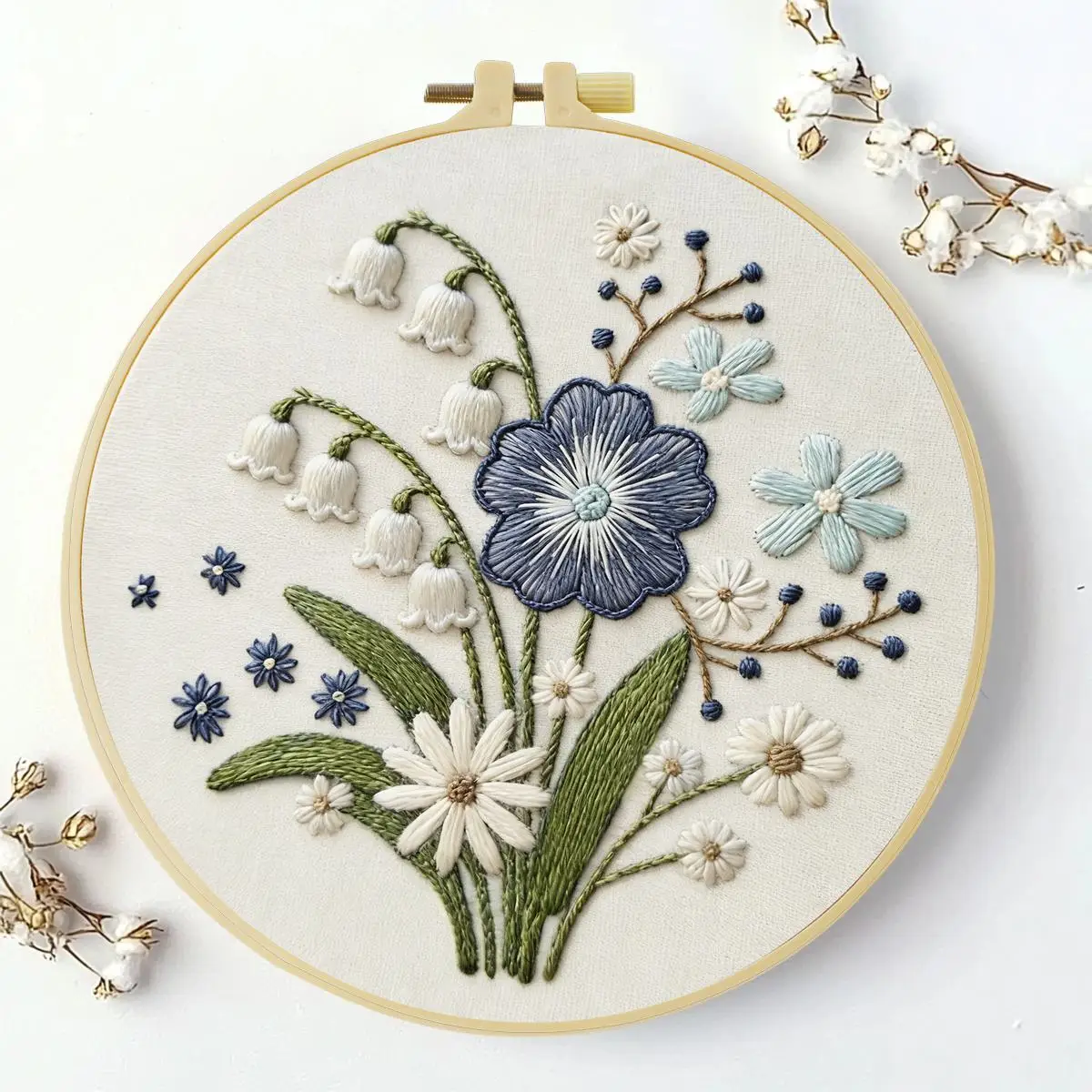 1 Stück 20X20CM/15X15CM 7,87/6,3 Zoll Blumen-Stickerei-Starter-Kit DIY-Kit DIY-Stickerei-Set für Anfänger – Detail 2