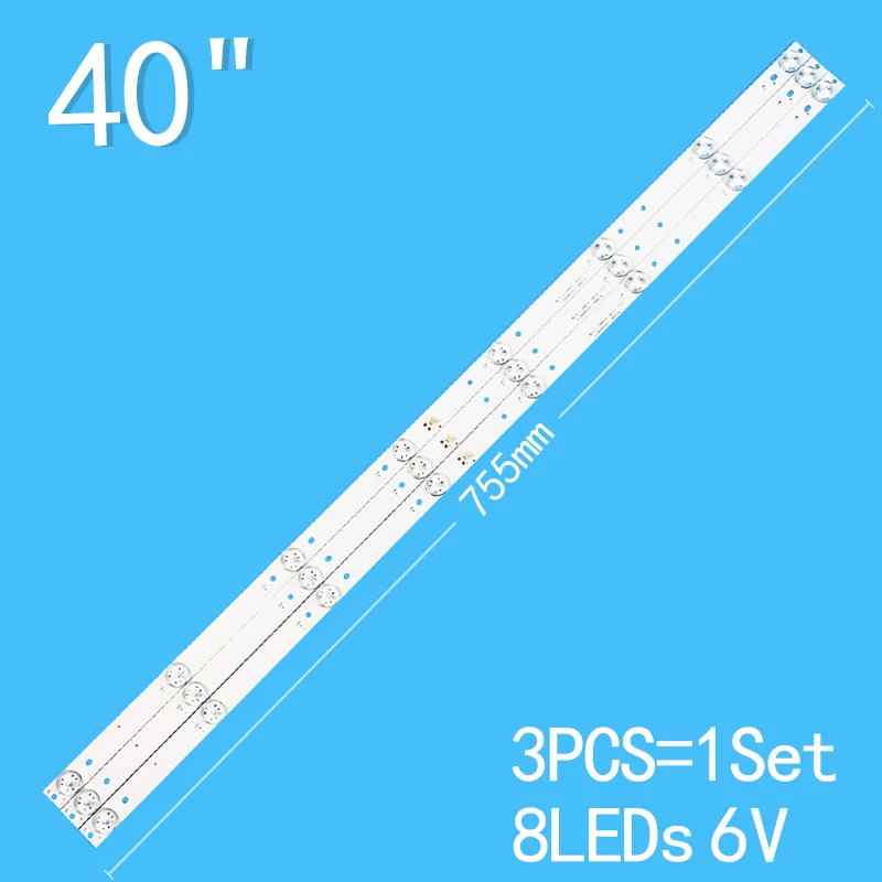 

New 3PCS/lot 755mm 8LEDs 6V Suitable for Toshiba 40-inch LCD TV JL.D40081330-140ES-M JL D40081330 140ES M