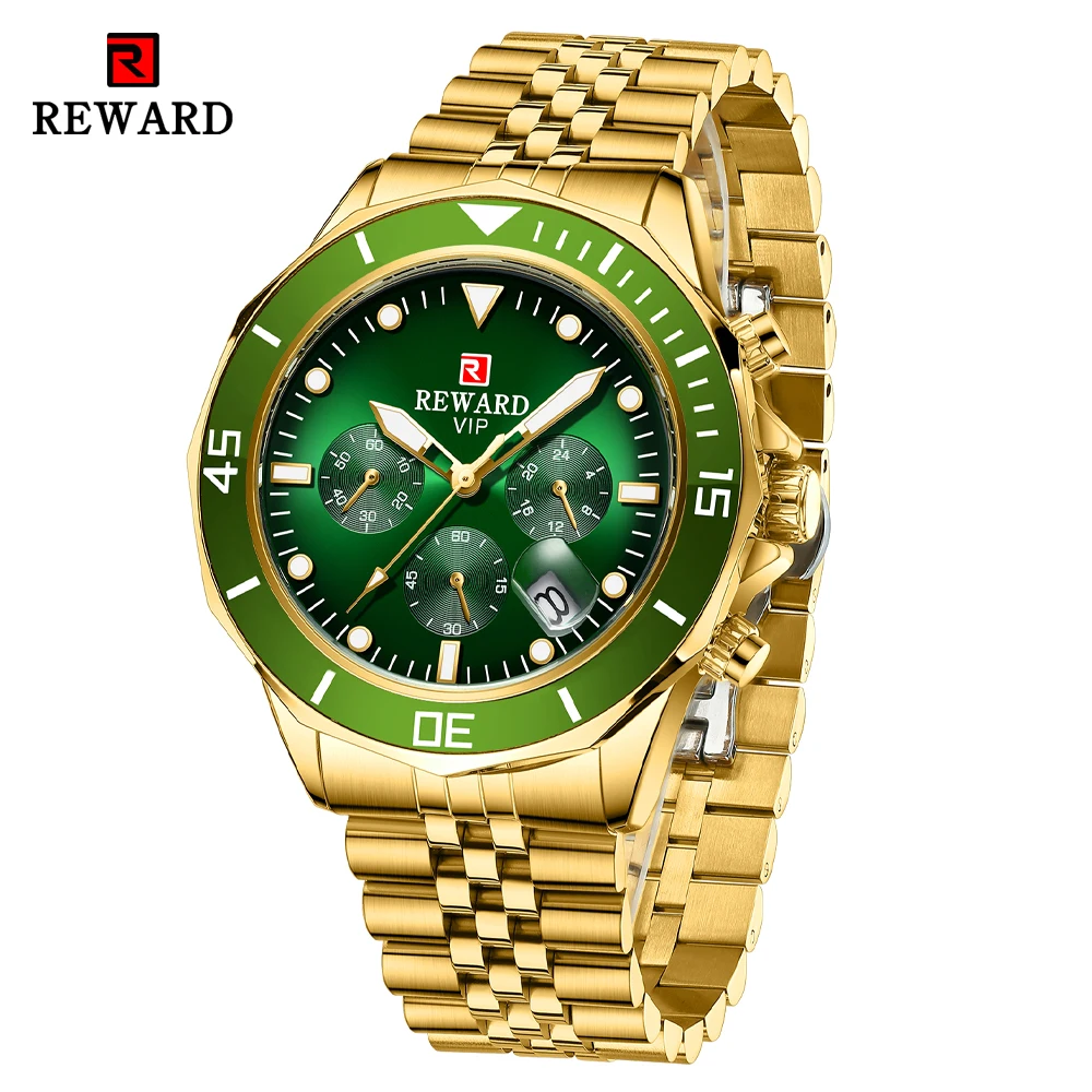 

REWARD Luxury Chronograph Watch for Men Sport Clock Stainless Steel Quartz Men Wrist Watch Waterproof Date Fashion Mens Watches