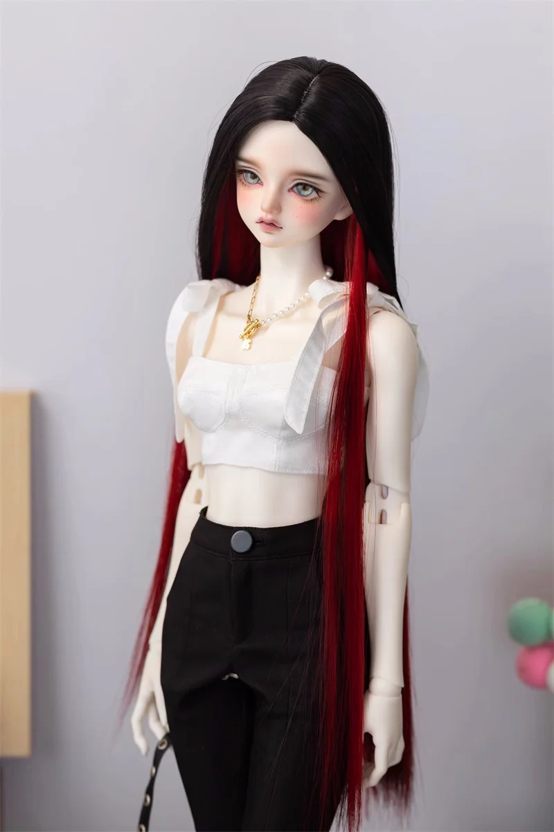 

BJD/SD Doll Wig Girls Boys Elegant White Black Green High Temperature Silk 1/3 1/4 1/6 Long Straight Hair Gifts Doll Accessories