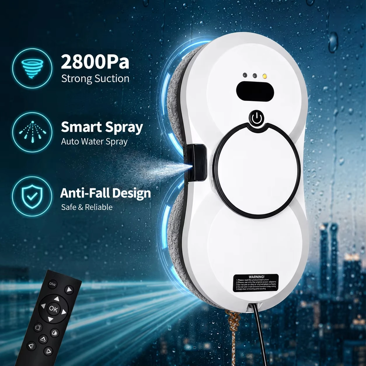 SIHAO Window cleaning robot 5600PA large suction electric spray window cleaning robot fall prevention remote cleaner