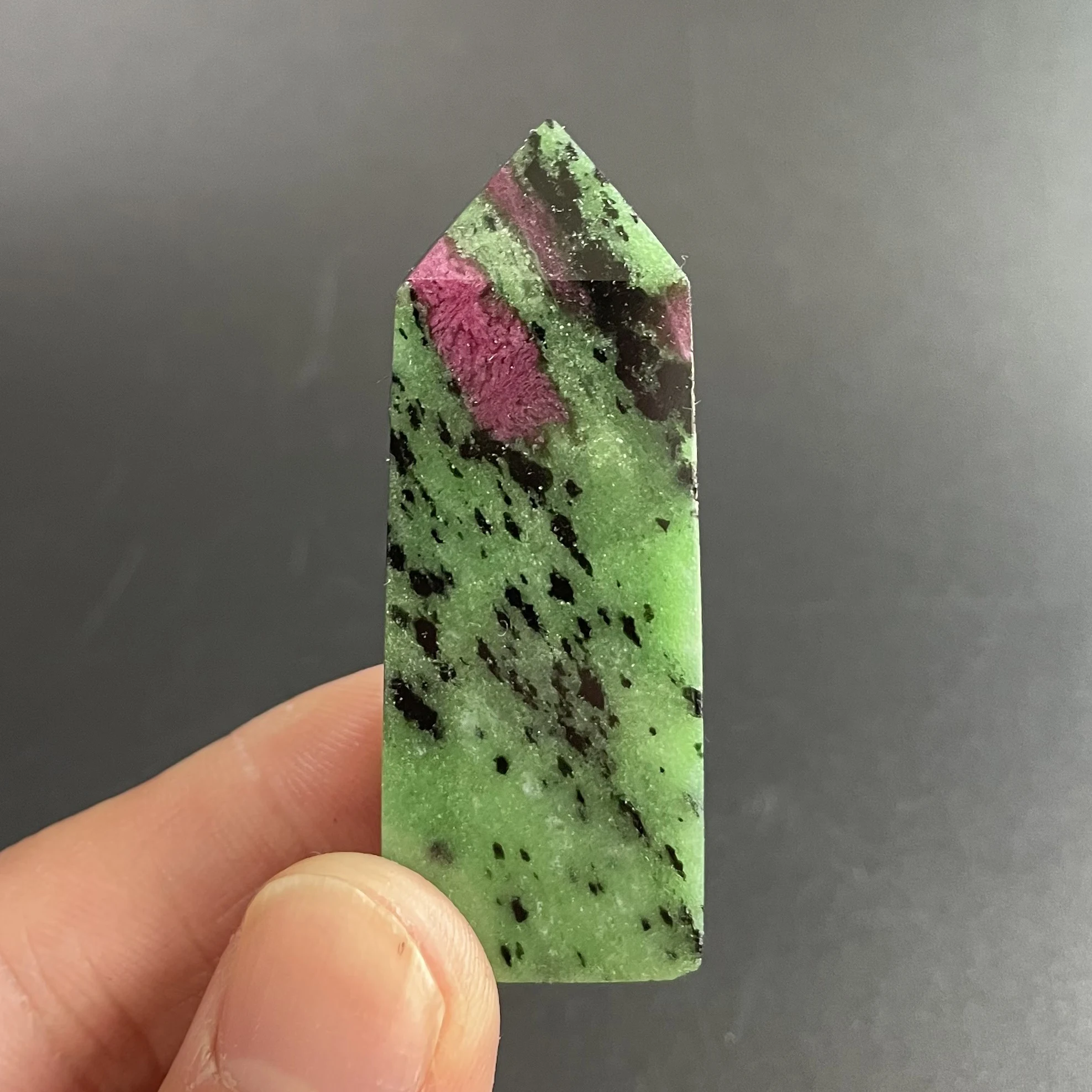 Natural Stone Ruby Zoisite Crystal Tower Polished Quartz Obelisk Reiki Healing Wand Point Room Decor