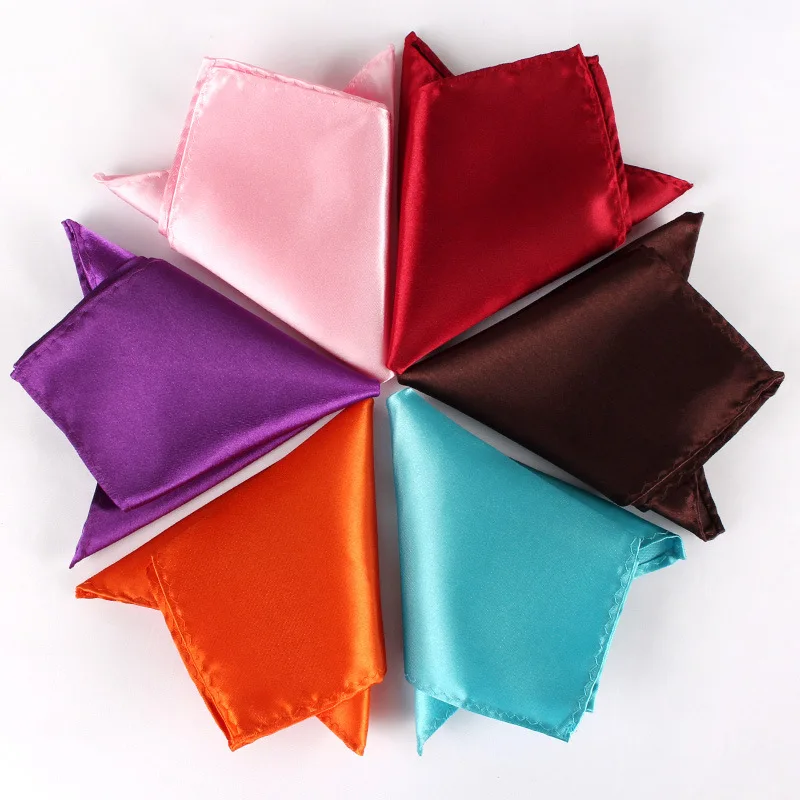 Satin Handkerchief For Men Candy Color Mens Suits Pocket Square Business Chest Towel Hanky Suit Napkin Solid Blue Red Hankies