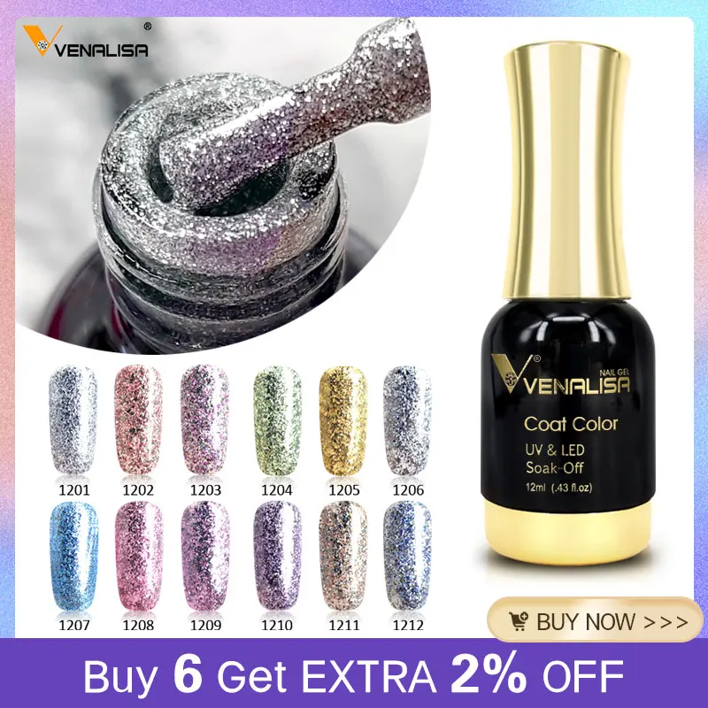 

Venalisa 12ml Platinum Gel Nail Polish Super Shiny Effect Nail Gel Perfect Soak off UV&LED Nail Color Foil Chrome Gel Polish