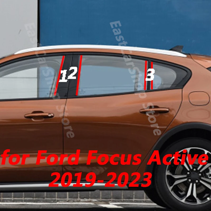 

For Ford Focus Active MK4 2019-2023 B C Pillar Middle Central Column PC Window Decoration Glossy Strip Sticker Accessories Cover