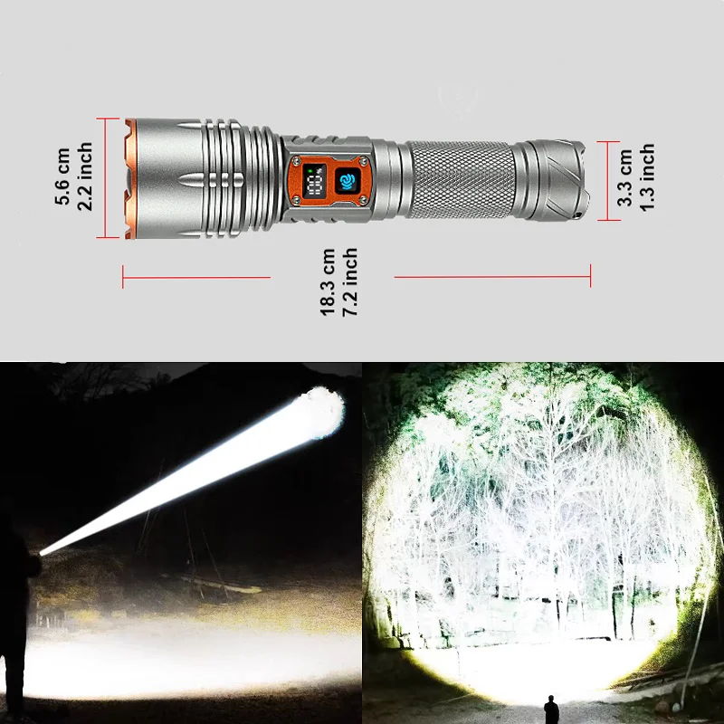 2024 Most Powerful Long Range Flashlight Ultra Bright Tactical Emergency Flashlight Rechargeable Led Torch 18650 Camping Lantren