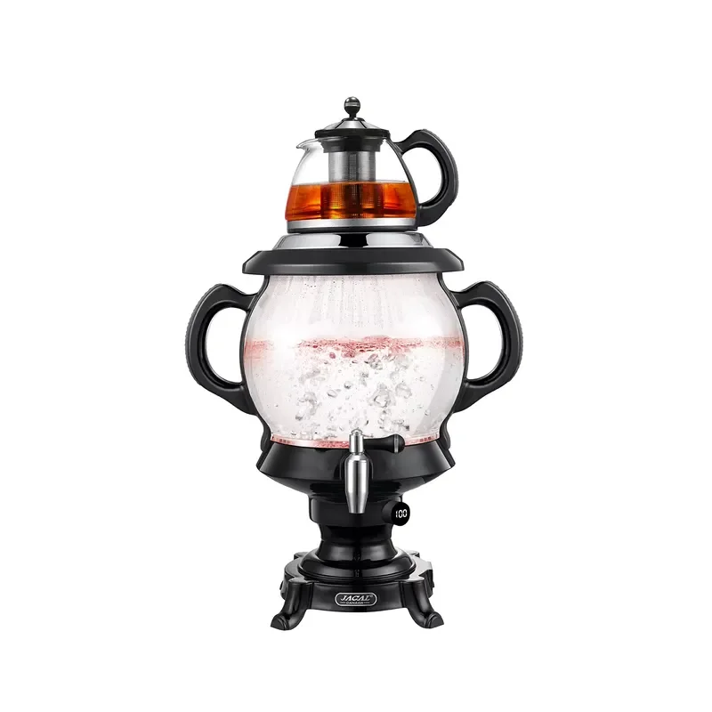 Electric Glass Samovar Tea Kettle with Stand Traditional Russian Style Household Appliance for Home Office Use Modern Design