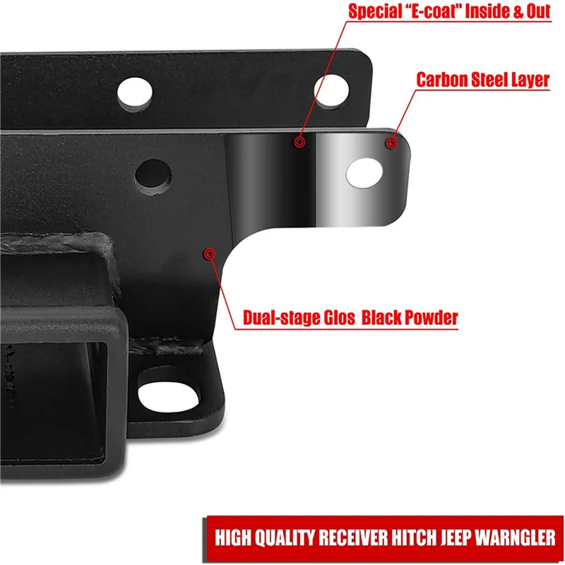 2 INCH Rear Bumper Towing Trailer Hitch Receiver Class Kit for Jeep Wrangler JK JL JT 2007-2023 2 Door & 4 Door Unlimited