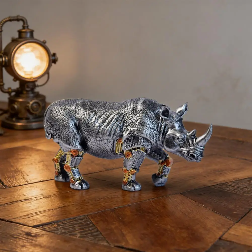 Retro Gear Sculpture Decor Steampunk Mechanical Beast Resin Figurine Vintage Gear Statue Style Desktop for Office for Mechanical
