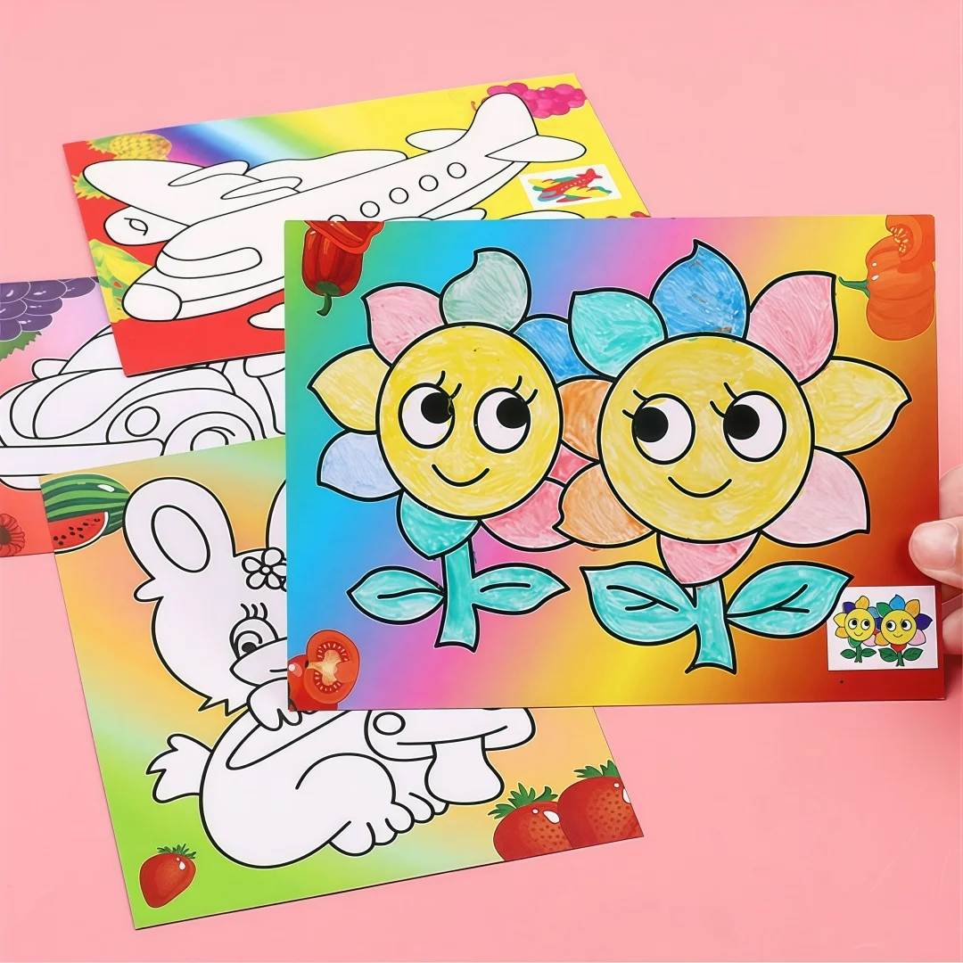 20개 DIY 다양한 스타일의 랜덤 만화 그림 색칠 그라피티 페인팅 파티 선물 신학기 보상 카니발 선물 세트 썸네일 4