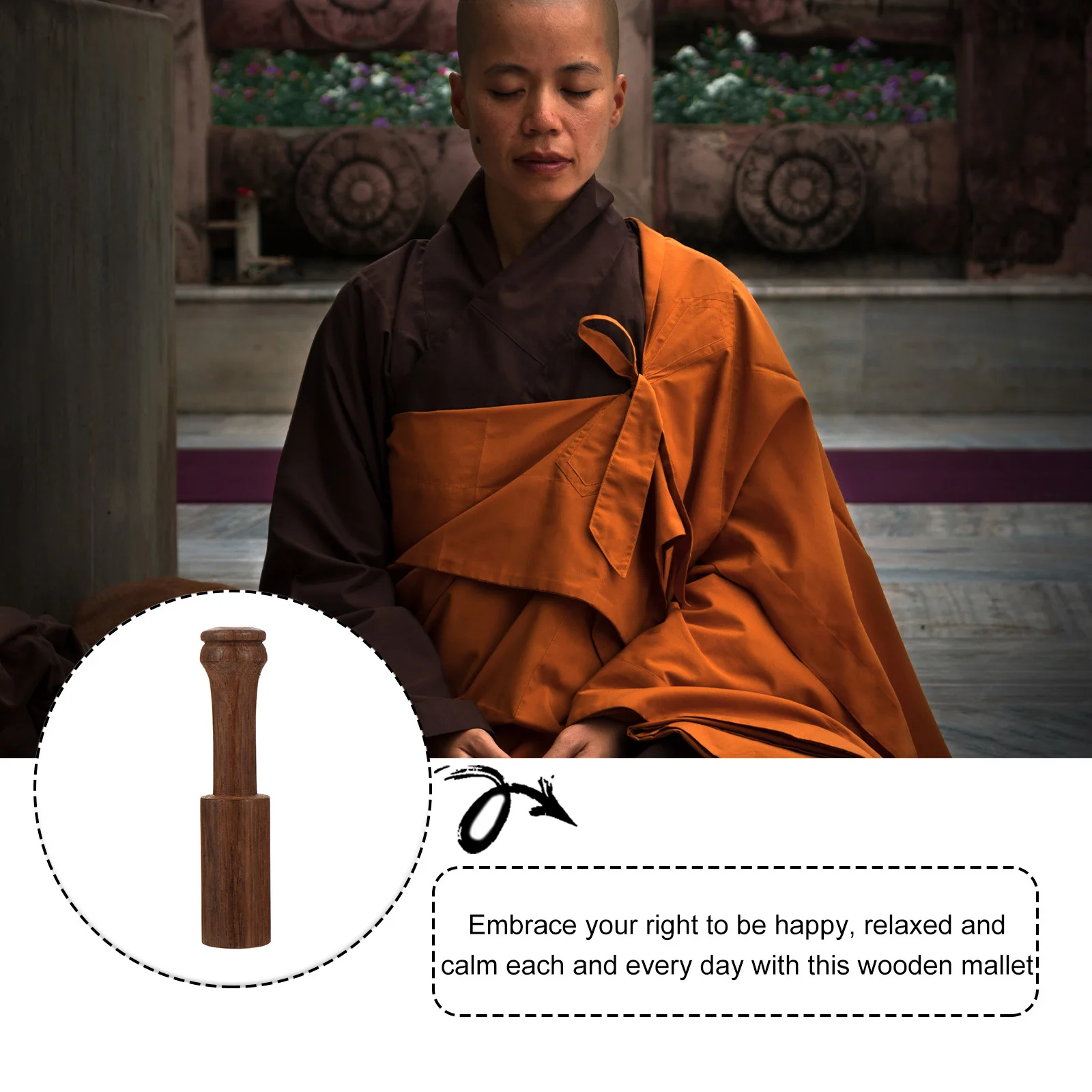

Singing Bowl Wooden Mallet Beautiful Retro Color Healing Therapy Accessories Buddha Sound Bowl Grinding Stick Clear Sweet Sound