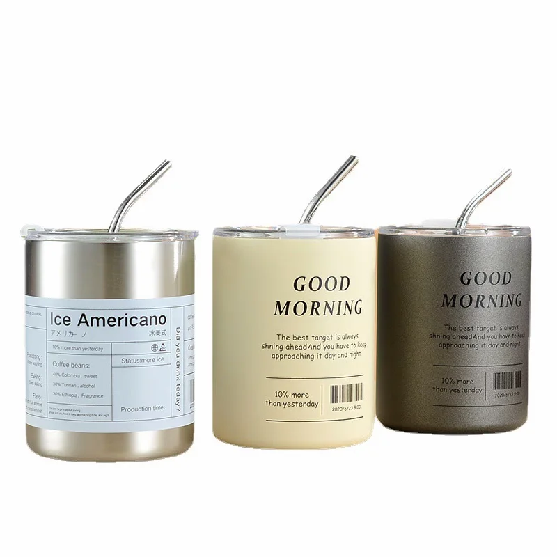 

320ml Reusable Coffee Tumbler Cup Double Wall Stainless Steel Vacuum Insulated Travel Mug with Straw Hot and Cold Mug Coffeeware