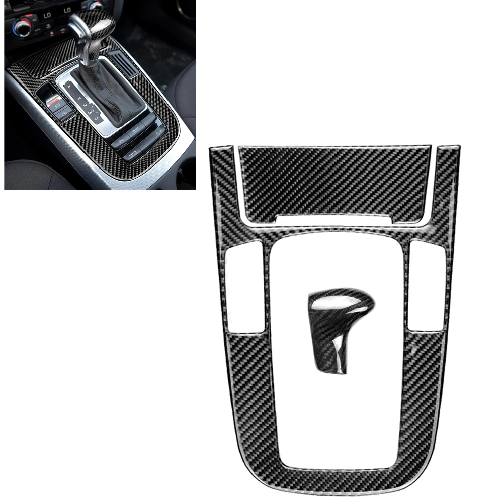 

For Audi A4 A5 2009-2016 Q5 2010-2018 Console Gear Shift Knob W/ Switch Panel Cover Trim Real Carbon Fiber Frame Sticker