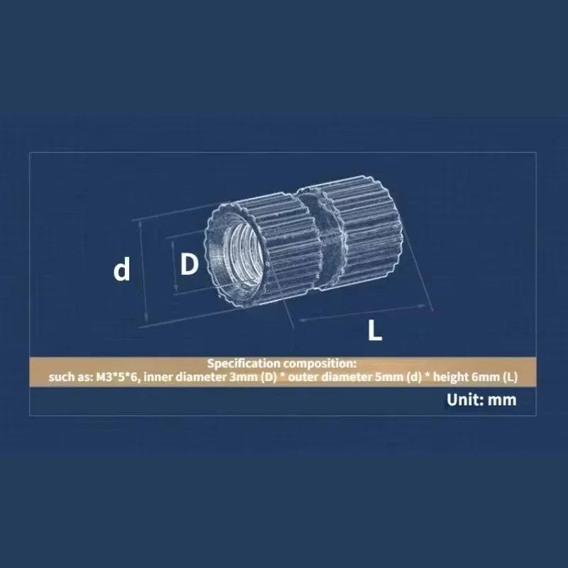 Brass Insert Nut M3 M4 M5  Injection Molding Brass Knurled Thread Inserts Nuts Copper Heat Thread Nuts Inserts