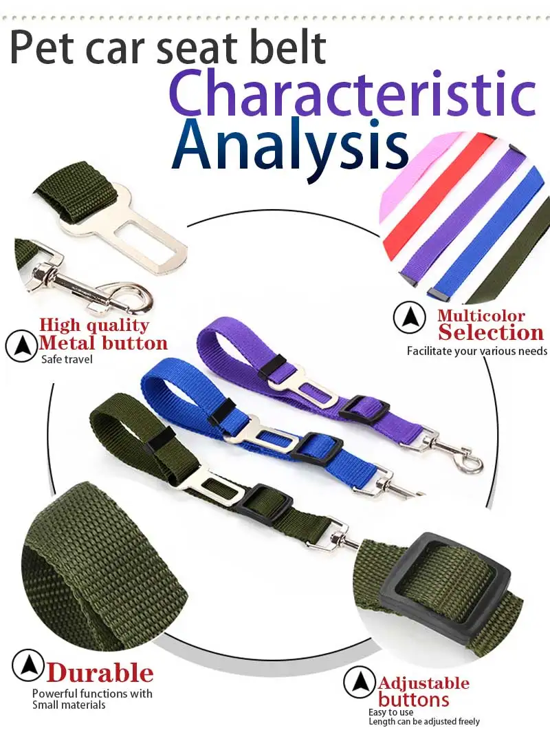 Verstellbarer Sicherheitsgurt für Haustiere (Katze/Hund) im Auto, Fahrzeug-Hundegurt mit Clip, Sicherheitsleine, Hundehalsband, Hundezubehör – Detail 7