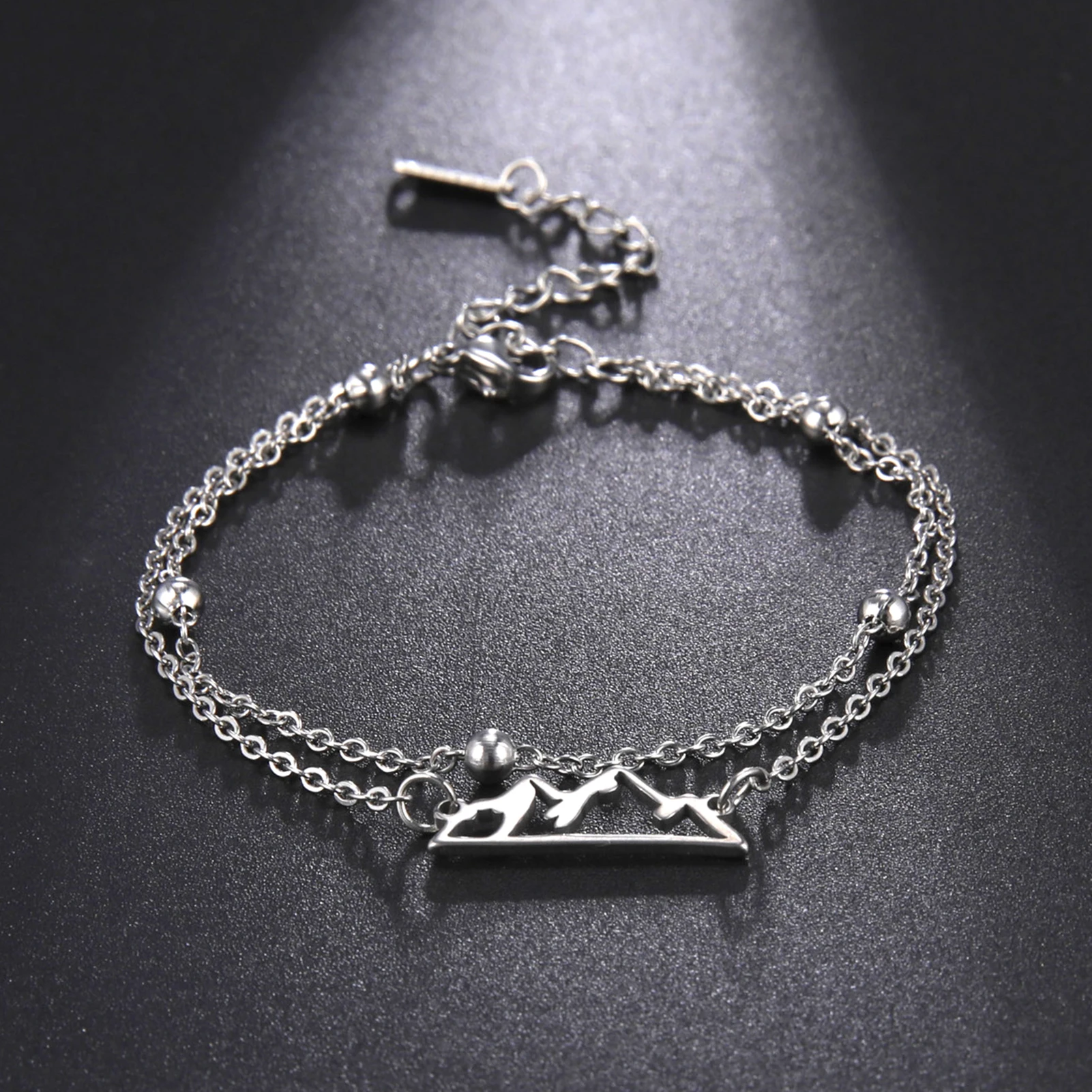 

Amaxer Stainless Steel Bracelet For Women Man Mountain Hill Gold Color Adjustable Chain Bangle Pulsera Friend Jewelry Gift