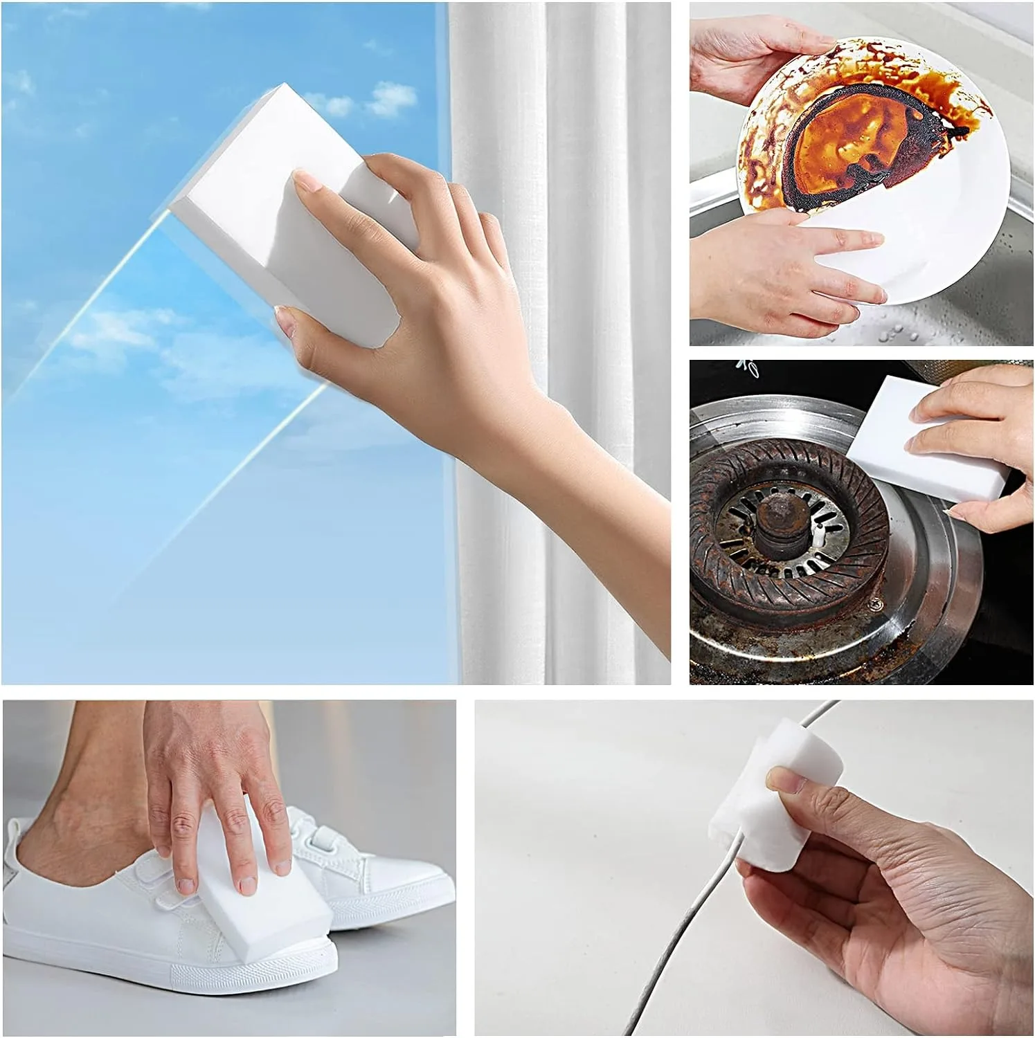 100/50 Stück Melamin-Schwamm Magischer Reinigungsschwamm für Küche und Bad Reinigungswerkzeuge 10*6*2cm Reinigungszubehör – Detail 5