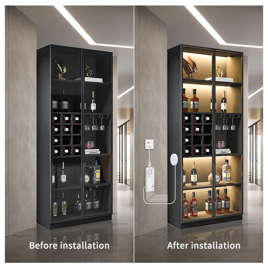 عكس الضوء COB LED إضاءة الخزانة DC24V 320 المصابيح/م الخشب متوافق مع اللمس الاستشعار ودعم لاصق لخزانة ذاتية الصنع/تخزين المكاتب