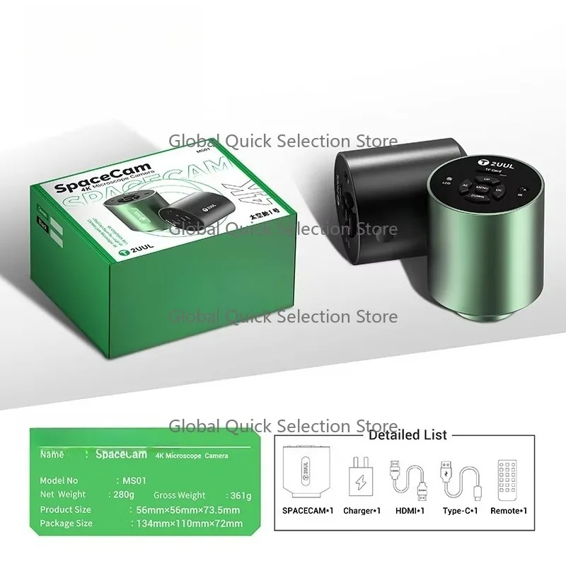 2UUL MS01 Spacecam 4K Microscope Camera Multi-Microscope Adapter Microscope Camera for Electronics PCB Soldering Repair
