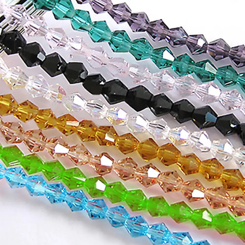 100Pcs/Set 4mm Spacer Loose Beads Faceted DIY Bicone Shape Jewelry Findings for Home