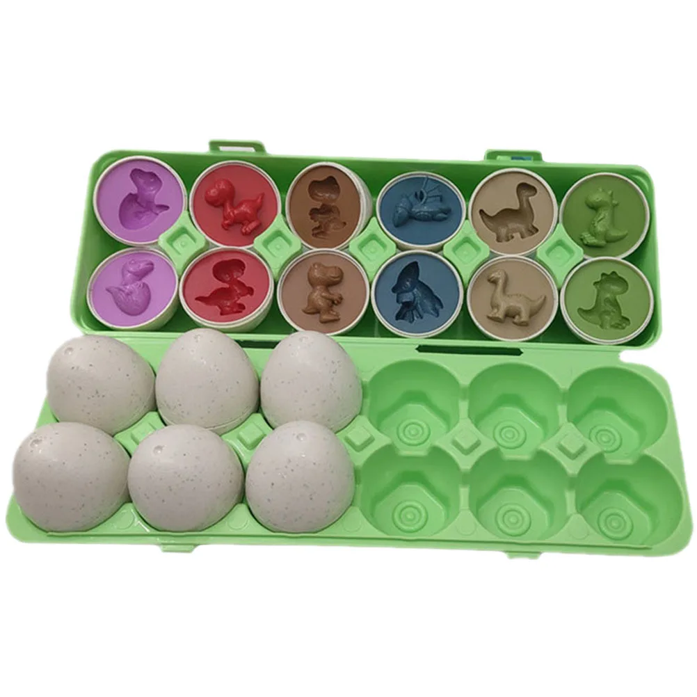 1 set di uova di dinosauro abbinate a forma di colore, uova di Pasqua cognitive, gioco educativo di uova abbinate per i più piccoli, apprendimento in età prescolare