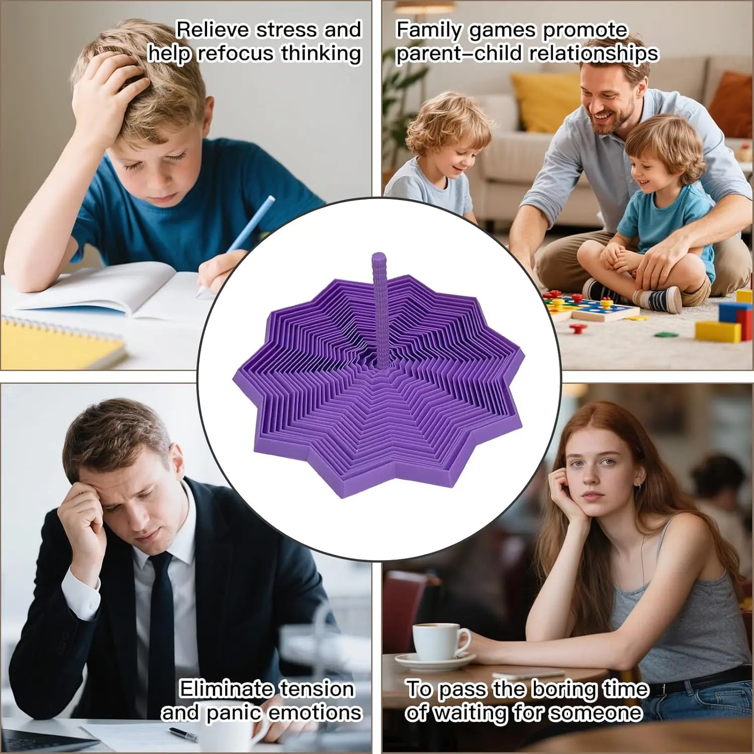 3D-gedruckter erweiterter sensorischer Fidget-Stern für Fokus und Entspannung, farbenfrohes, wirbelndes Spiraldesign, Stressabbau-Schreibtischspielzeug