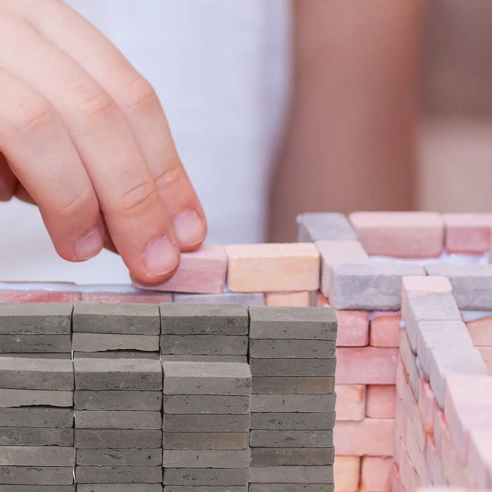 

40Pcs Mini Grey Bricks for Landscaping Small Bricks for Crafts Terrarium Turtle Tank Miniature Brick Stone Fake Concrete Brick