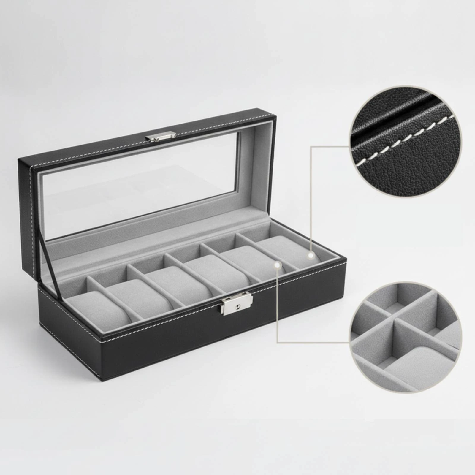 Watch Box Compact Watch Display Box Clear Dustproof for Collectors, Dresser, Retail Counter