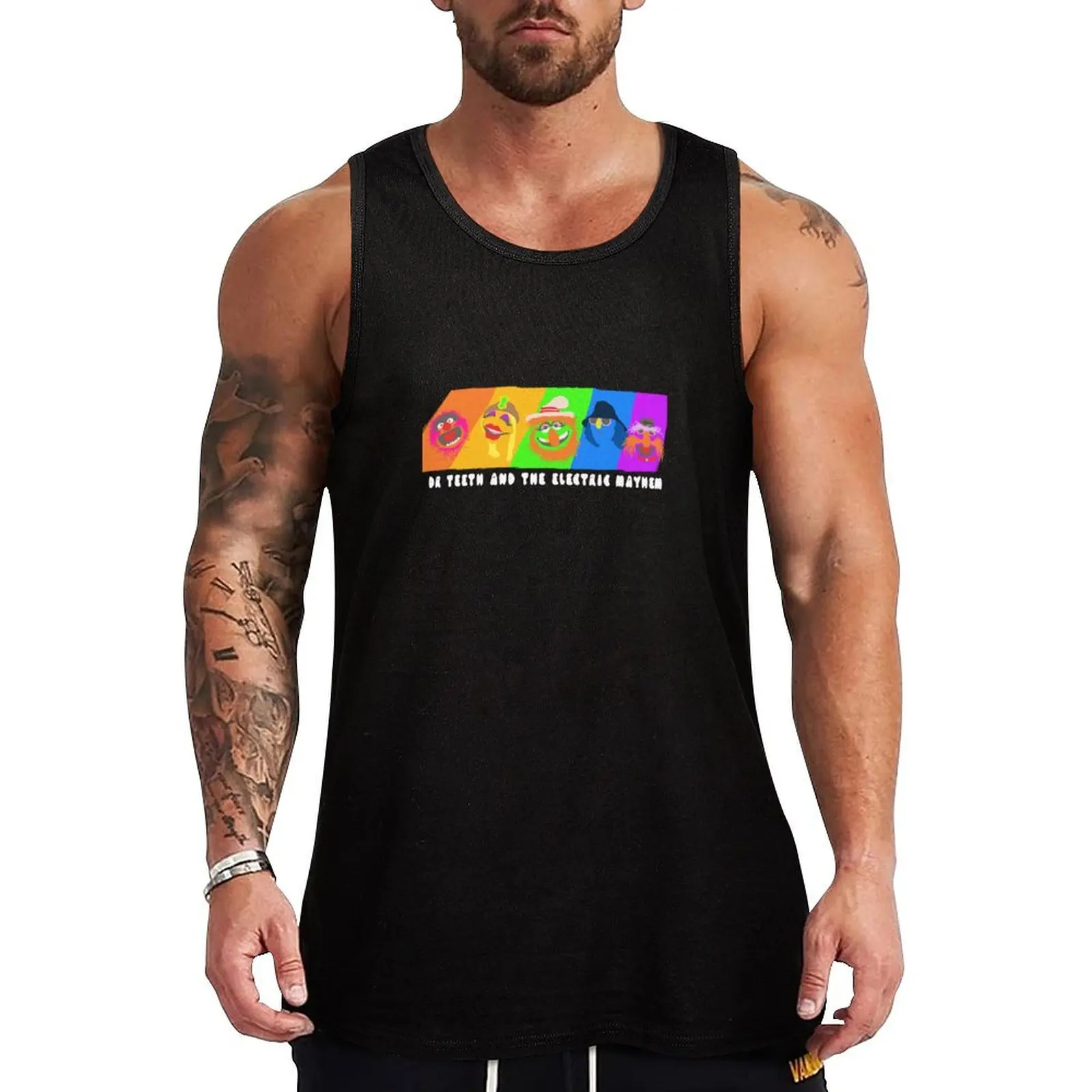 

Dr Teeth and the Electric Mayhem Rainbow (The Muppets) Tank Top Rugged Workwear Tank Top Durable Sleeveless Wear