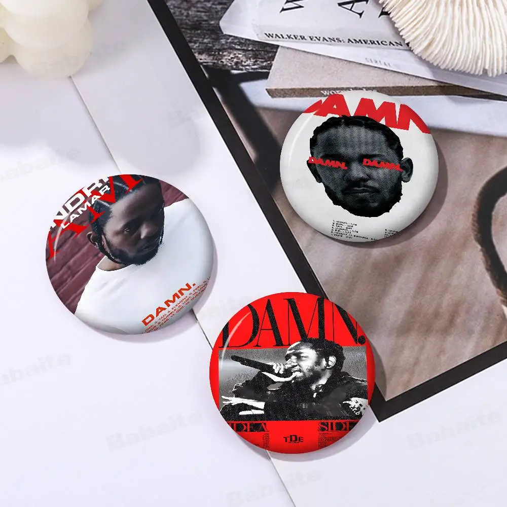 Rapper Hip Hop Kendrick Lamar Damn Album 58mm Handmade Brooch Cartoon Cosplay Badge On Backpack Jewelry Accessories Gifts