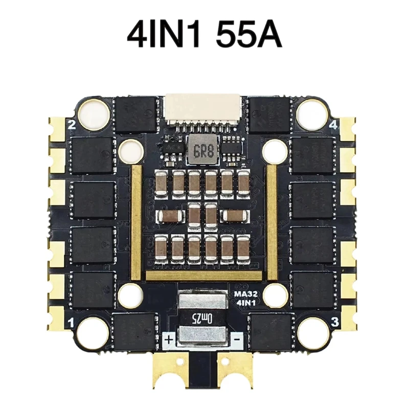 4IN1 55A ESC, AM32 Firmware with Bi-Directional DShot Support for FPV Racing Drone Quadcopter RC Models [IANC-]