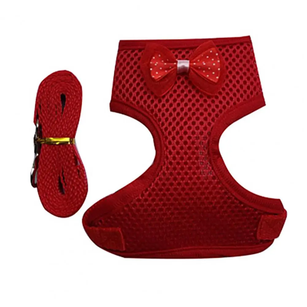 Pet Harness Bowknot Decor Walking Safety Fabric Safe Chest Strap Leash for Chicken