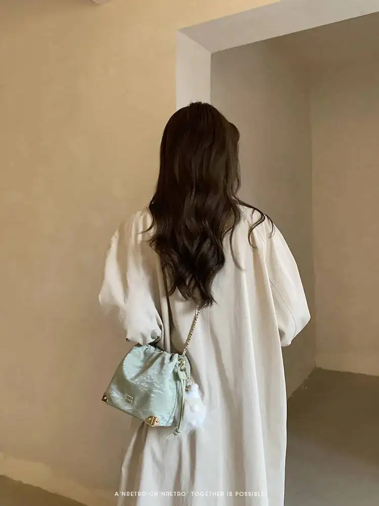 Bloom Vintage Green Messenger Purse Women Retro Evening Chain Bucket Bag Ladies Shoulder Crossbody Design Bags 2025