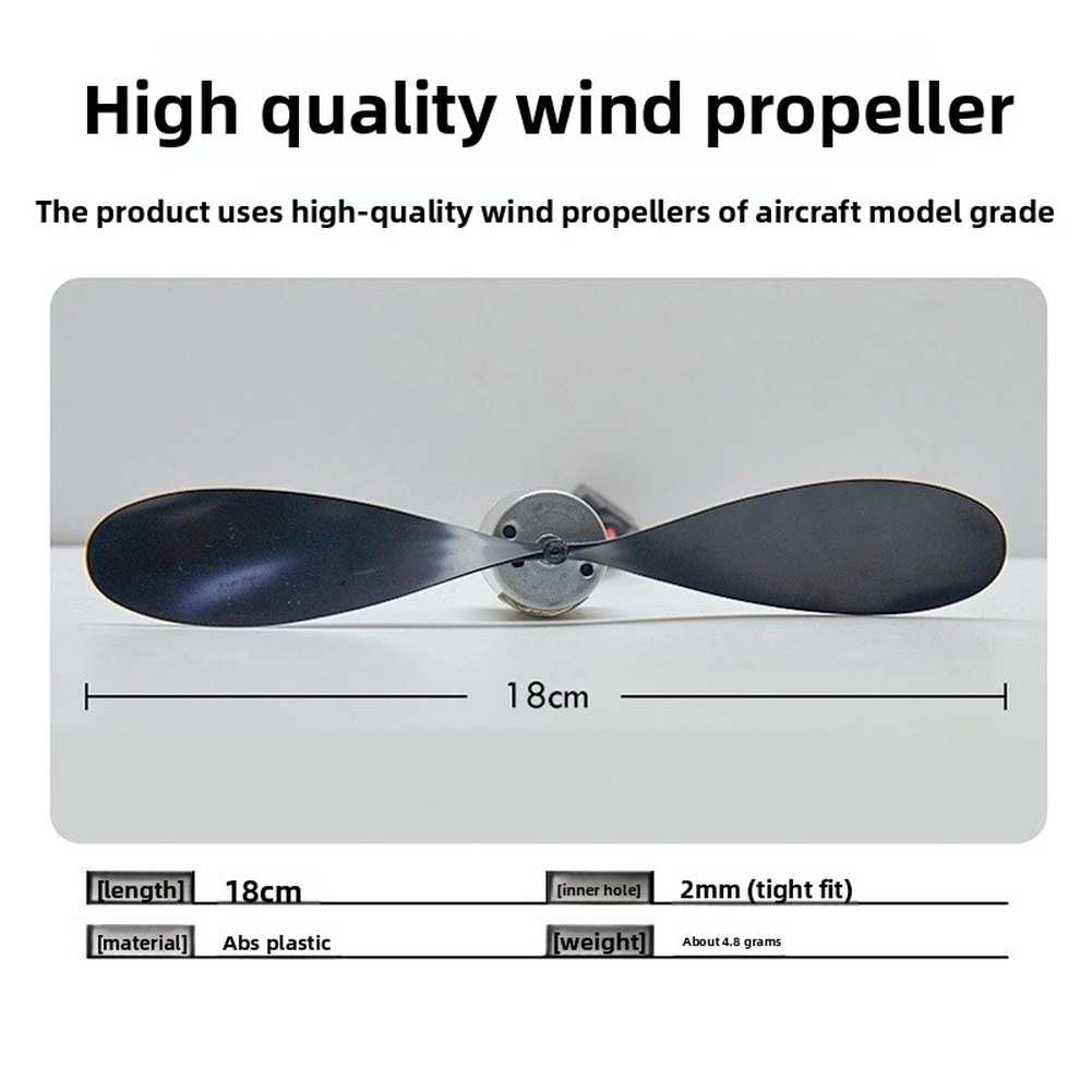 18cm ABS Wind Turbine Generator Motor Fan with LED Light and 1 Meter USB Cable for Experimental Power Generation