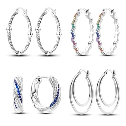 Original 925 Sterling Silver Earrings Simple Versatile Big Circle Hoop Earrings For Women Wedding Engagement Birthday Gift
